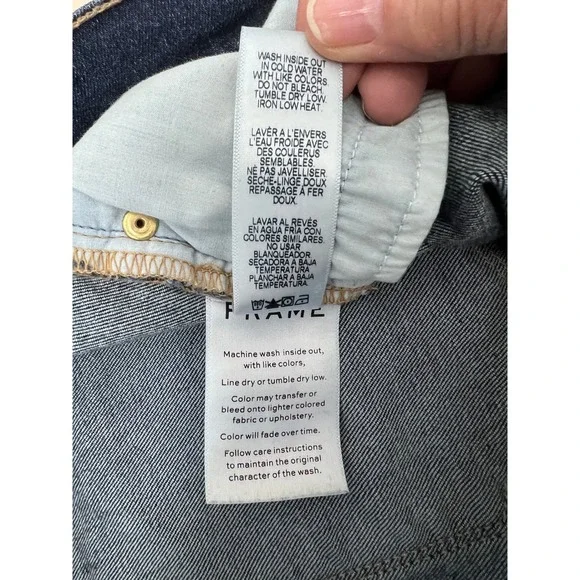 FRAME Le Skinny de Jeanne Jeans Women 29 Blue Excellent Raw Staggered Hem Astell - Picture 8 of 8